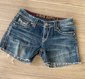 Rock Revival Distressed Blue Denim Cutoff Shorts thumbnail 1