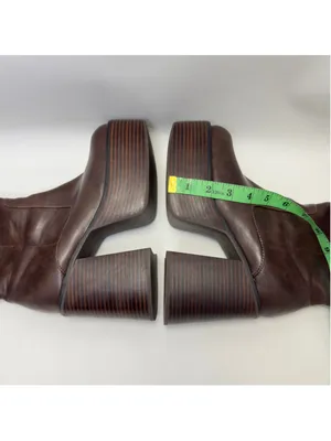 Vintage Sole Delia’s Knee-High Chunky Platform Brown Leather Boots Size 9 thumbnail 4