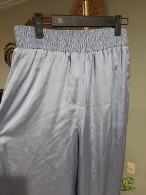 Zara Light Blue Satin Track Pants thumbnail 7