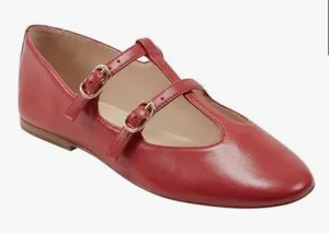 Marc Fisher LTD Women's Evie Ballet Flat Medium Red Leather Size 9.5 thumbnail 1