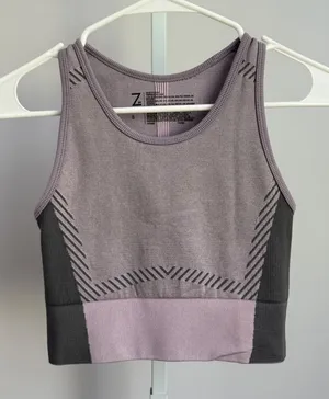 Zella Crop Top Athletic Tank Top Activewear Workout Fitness‎ Mauve Gray S thumbnail 1