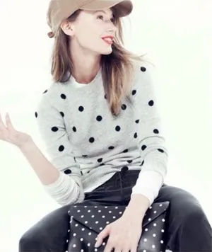 J. Crew Invitation Black and White Polka Dot Leather‎ Purse thumbnail 1