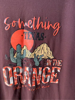SheIn Texas Orange Graphic Western Country Tee Brown Large thumbnail 2