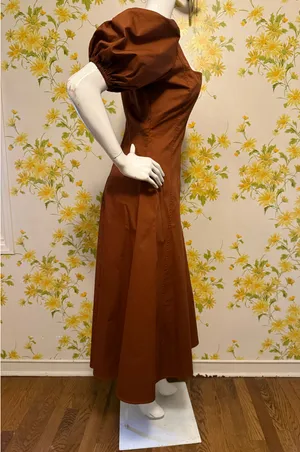 Flying Tomato Brown Square-Neck Midi Dress with Puff Sleeves size M thumbnail 11