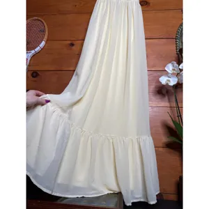 NWT Lulus Soiree Celebration Light Yellow Ruffled Lace-Up Maxi Dress Tiered S thumbnail 5