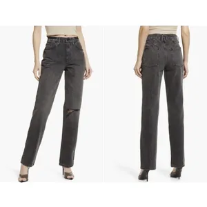 Good American Good‎ 90s Chic Relaxed Jeans Washed Black Single Knee Slash 2/26 thumbnail 2