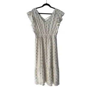 Grace Karin‎ White Gold Metallic Polka Dot Ruffle Midi Dress Large New thumbnail 7