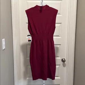Guess Bodycon Dress‎ Wine Red Size XL NWT Mock Neck Party Mini thumbnail 5