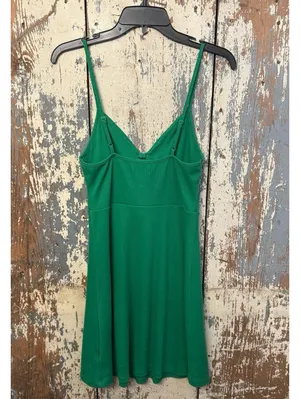 Wild Fable Green Ribbed Knit Short Sleeveless Dress, size Small thumbnail 3