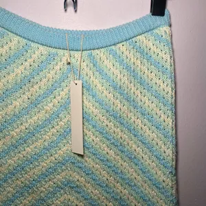 NWT For Love and Lemons Blue Cream Knit Corinna Mini Skirt Women's size Small thumbnail 4