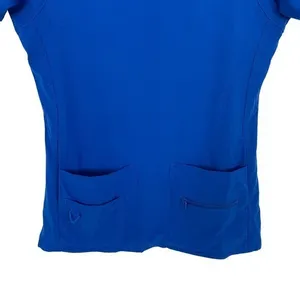MedCouture Blue Scrub Top XS Stretch V‎ Neck Workwear Nurse Uniform Essential thumbnail 5