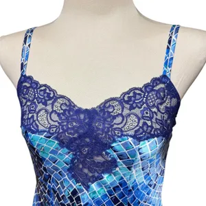 Victoria's Secret Vintage 90s Blue Green Pattern Lace Night Gown XS thumbnail 2