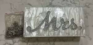 Mrs. White Marble Style Bridal‎ Clutch w/ Chain thumbnail 1
