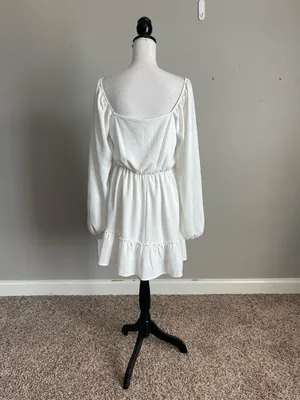 ALTAR'D STATE | White Square Neck Long-Sleeve Mini Dress Sz M thumbnail 8
