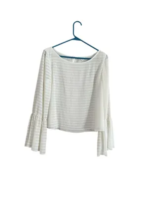 Women's Club Monaco White Bell Sleeve Blouse Size M thumbnail 9