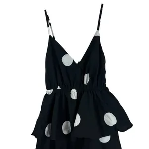 OPT Rockabilly Polka Dot Midi Dress Black White Tiered Ruffle 50s Retro Size XS thumbnail 3
