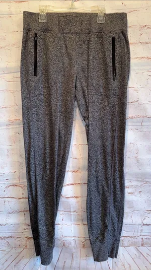 Zella Med Heather Gray Performance Jogger Pants zip pockets wide waistband cozy thumbnail 1