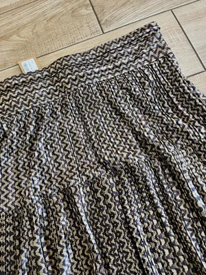 Womens NWT ba&sh Gold Shimmer Pleated Midi Skirt - 2/M thumbnail 2