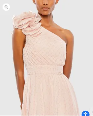 Mac Duggal Pink Polka Dot Ruffled One Shoulder Gown Size 10 thumbnail 4