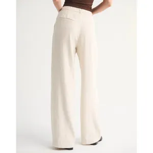 Abercrombie & Fitch Sloane Tailored Pant 27 Cream Linen Blend Quiet Luxury thumbnail 3