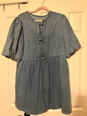 Boutique denim bow dress Blue Size L thumbnail 1