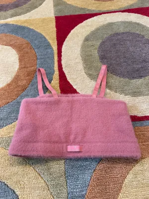 Gymshark x Whitney Simmons Eyelash Knit Bandeau Pressed Petal Soft Fuzzy Medium thumbnail 5