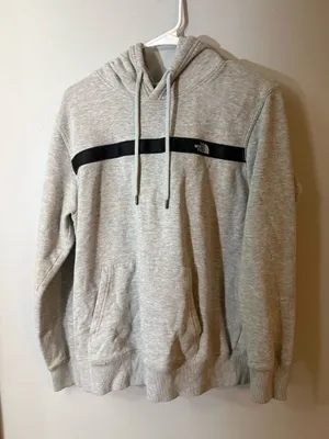 The North Face Heather Gray Hoodie‎ with Black Logo Tag thumbnail 1