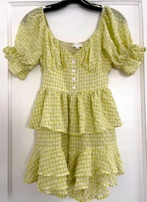 Mable Gingham Plaid Ruffled Romper thumbnail 2