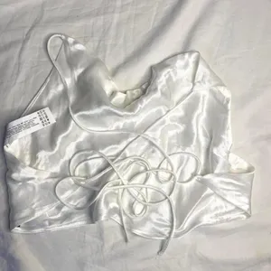 ZARA satin cowl neck tie crop top thumbnail 2