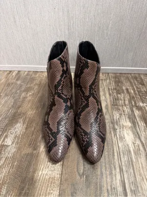 Vince Brown Snakeskin-Print Leather Ankle Boot Size 6.5 thumbnail 7