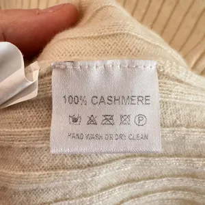 Invisible World Juneau Alaska 100% Cashmere Ribbed Mock Neck Sweater Cream Small thumbnail 4