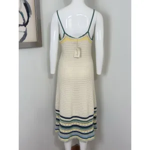 Universal Threads Women’s Crochet Knit Midi Dress Cream Summer Boho Beach Resortwear NWT Size M thumbnail 6