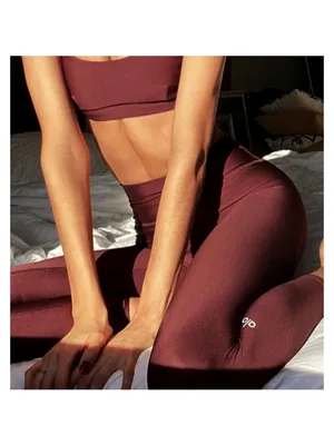 Alo 7/8 High-Waist Airlift Leggings Cherry Cola Hi-Rise Waisted Skinny Tights S thumbnail 4