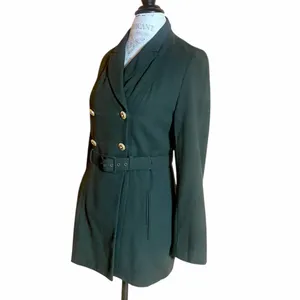 Rina Rossi Wool Forest Green Military Style Double Breasted Belted Jacket Sz 8 thumbnail 3