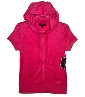 2000s Juicy Couture Black Label Robertson Tourist Pink Terry Hoodie NWT S thumbnail 1