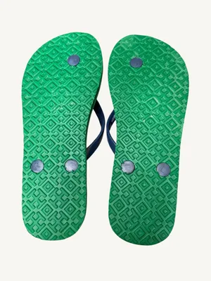 Tory Burch Green, Navy & White Check Logo Flip Flops Size 5 NWOT thumbnail 9