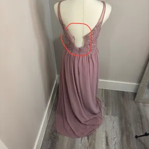 Azazie A4 Dusty Rose Lace V-Neck Chiffon Bridesmaid Formal Maxi Dress thumbnail 6