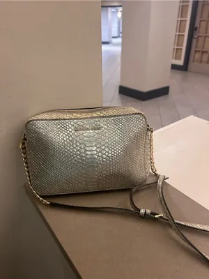 Michael Kors Metallic Silver Crossbody Bag with Chain Strap thumbnail 6