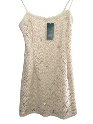 Wild Fable Crochet Mini Dress Cream Shell Detail Small NWT thumbnail 2