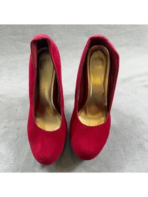 Bamboo Women’s Red Faux Suede Platform Stiletto Pumps Heels Size 7.5 thumbnail 7