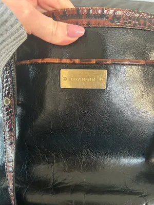 Brahmin Arno Tuscan Black and Brown Leather Satchel Shoulder Bag Purse - Vintage thumbnail 2