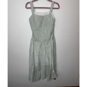 OGL Green White Striped Smocked Midi Bra Dress Mizzle Green Large New thumbnail 2