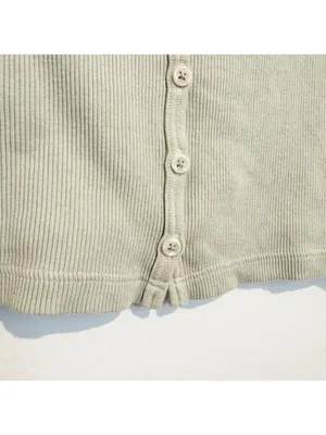 Brandy Melville Zelly Shirt Size One Size Green Ribbed Button Front Garden Party thumbnail 5