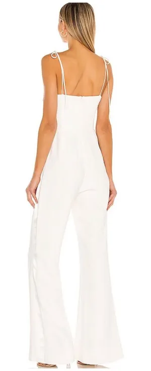 Amanda Uprichard Womens Champagne Satin Trim Bridal Elegant Jumpsuit Size‎ S thumbnail 1