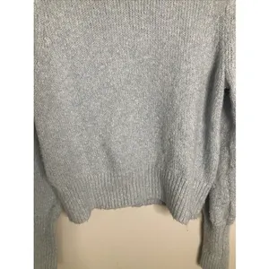 Maeve Anthropologie Sweater Womens M Light Blue Ribbed Collar Ribbed Cuffs thumbnail 4
