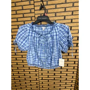 Free Assembly Blue Plaid Top Size‎ Medium thumbnail 2