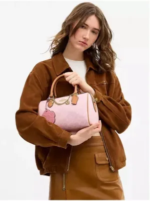 NEW Coach Medium Powder Pink Signature Rowan Satchel CEA18 NWT thumbnail 9