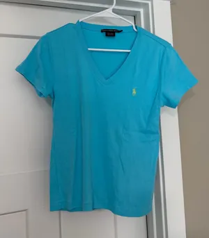 Ralph Lauren Turquoise V-Neck Short Sleeve Tee thumbnail 1