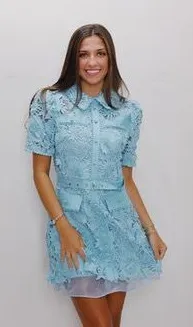 boutique floral lace mini dress thumbnail 1