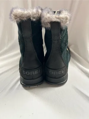 Sorel Black Suede Fur-Trim Lace-Up Winter Boots size 5 thumbnail 5